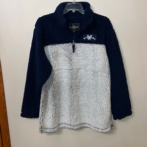 🆕 Mens Boxercraft Sherpa Fleece quarter zip pullover. Navy and white